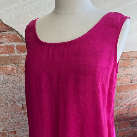 Karin Stevens Fucsia Pink Flower  Sleeveless Dress LARGE - Picture 2 of 6